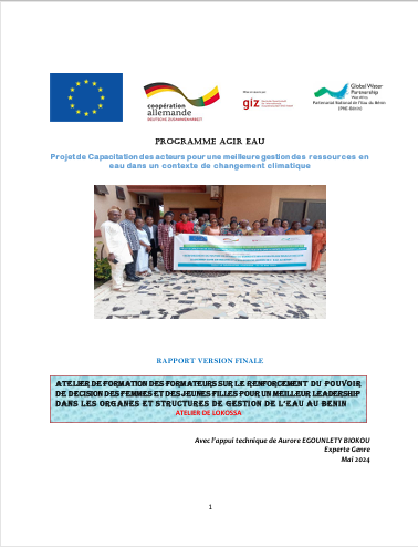 Formation des formateurs sur le renforcement du pouvoir de décision des femmes et des jeunes filles pour un meilleur leadership dans les organes et structures de gestion de l'eau au bénin 