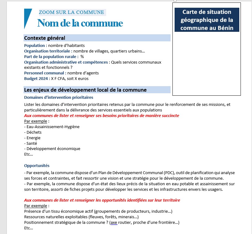 Fiche de présentation des communes 